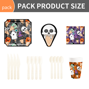 DAMAI Factory Wholesale Use Halloween Skull Ice Cream Paper Plate Set - Product Image 6