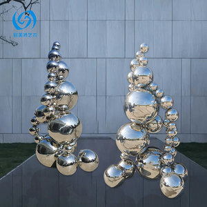 Stainless Steel Mirror Ball Sculpture 950*650*1620mm Irregular Outdoor Garden Ornament - Product Image 3
