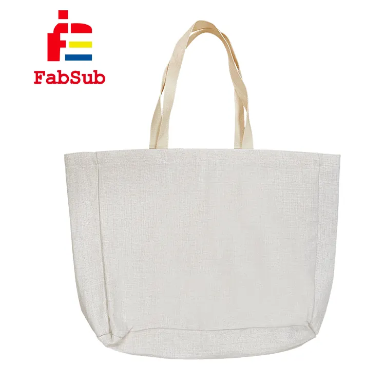 Custom Logo Craft Women's Tote Bags Linen Soft Touch Large Capacity Sublimation Linen Shopping Bag With Handle