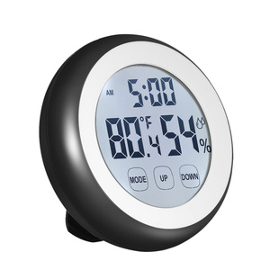 Termo-Higrômetro Digital LCD de Plástico com Tela Sensível ao Toque, Alimentado por Pilha, com Luz de Fundo, Relógio Despertador e Medidor de Temperatura e Umidade para Uso Doméstico - Product Image 1