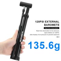 Pompe à vélo RIDERACE Mini 120 PSI, gonfleur d'air portable avec manomètre, valve AV FV Schrader Presta, accessoires de cyclisme