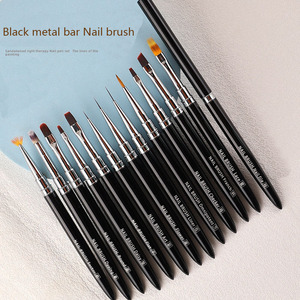 <span class=keywords><strong>Faria</strong></span> Logo personnalisé noir métal ongles conceptions brosse peinture UV Gel Liner brosse à ongles acrylique brosses d'extension des ongles - Product Image 4