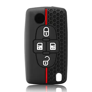 Housse de protection pour <span class=keywords><strong>clé</strong></span> à 4 boutons pour <span class=keywords><strong>Peugeot</strong></span> <span class=keywords><strong>1007</strong></span> 807 pour Citroën C8 Accessoires de protection pour <span class=keywords><strong>clé</strong></span> en silicone - Product Image 5