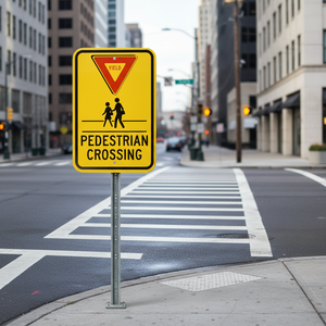 Segnale di Avvertimento Personalizzabile Riflettente in Alluminio per Attraversamento Pedonale - Segnale di Sicurezza Stradale 10"x14" - Product Image 4