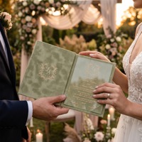 Carnet de certificat de Nikah en velours, couverture rigide, avec embellissements dorés peints à la main, pour mariage