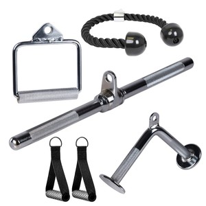 Tellus Cable Machine Attachements <span class=keywords><strong>Barre</strong></span> droite tournante multifonction Poignée en D <span class=keywords><strong>Triceps</strong></span> <span class=keywords><strong>Poulie</strong></span> de corde <span class=keywords><strong>Barre</strong></span> en V en caoutchouc d'acier - Product Image 1