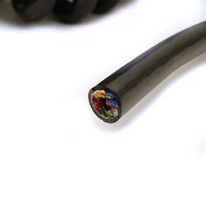 Kabel koil spiral 7 inti fleksibel kabel multi Warna PUR/PU/PVC untuk mesin otomatis