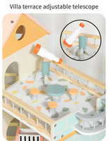 COMMIKI Grande maison de poupée d'angle, villa, château, chambre d'enfant, scène de vie simulée, maison de jeu en bois, jouets de simulation
