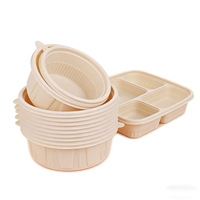 Boîte à emporter biodégradable en amidon de maïs, boîte à emporter en plastique, contenant alimentaire en amidon de maïs à 3 compartiments, boîte à clapet