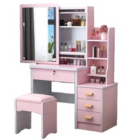 Nouvelle Table de Maquillage Moderne 2024 avec Panneau en Bois Lumineux et Rangement Intégré, Montage Facile en Une Seule Pièce, Idéale pour Appartement et Chambre à Coucher