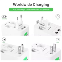 Adaptor Perjalanan Universal Internasional Serbaguna untuk Colokan Listrik AC di AS, EU, UK, AUS, Ponsel, dan Laptop