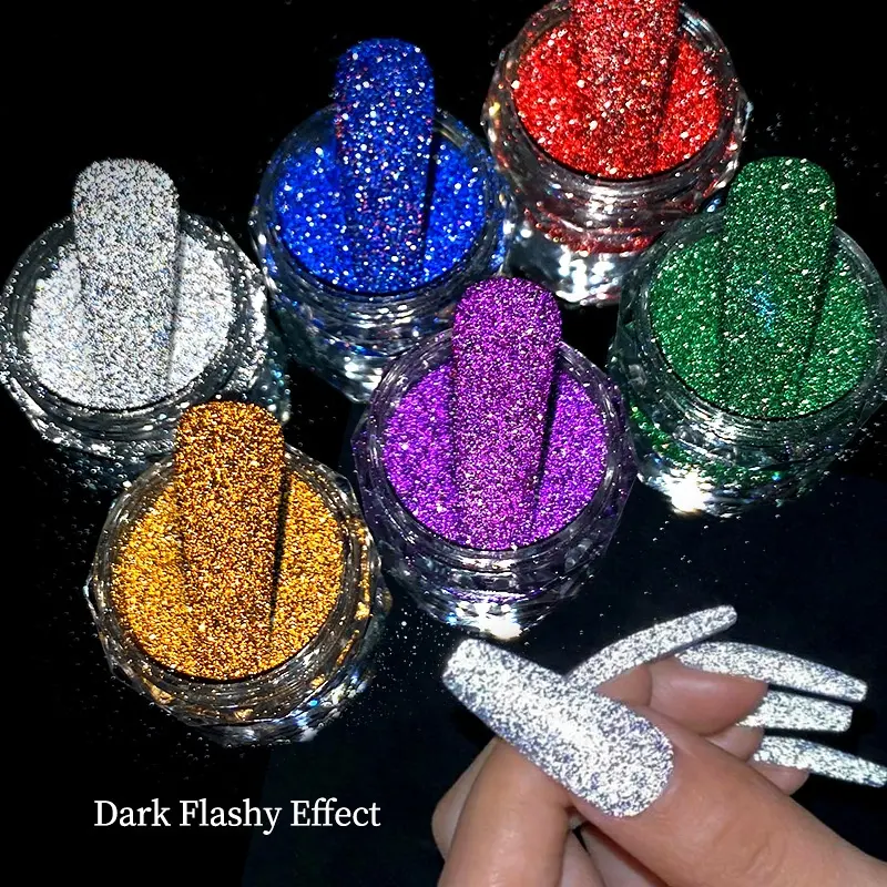 Poudre à paillettes réfléchissante Disco 100 couleurs, acrylique 3 en 1, poudre à ongles en vrac