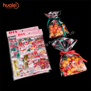 Factory Price Color Print Cello Bags Christmas Goodie Flat Pocket Bag Candy Packaging Plastic Opp Bags With Tie