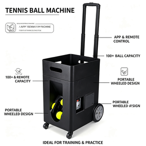 Lanceur de balles de tennis portable sur roues avec télécommande via application, capacité de 40+ balles, entraînement multi-tours, durable, service de tennis facile - Product Image 1