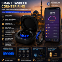 ITasbeeh Smart Zikr Ring : Moniteur de fréquence cardiaque, Oxymètre de sang, Suivi du sommeil, Analyse de santé par IA, Compteur Tasbih via application, Bague Tasbeeh