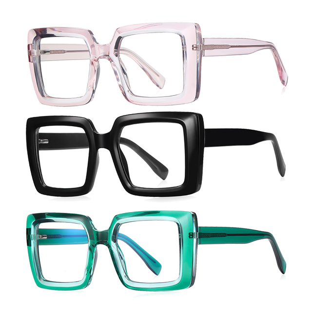 Oversized Square Glasses With Blue Light Blocking Lens in TR90 CP Frame for Visual Comfort During Screen Time 2026