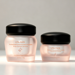 Luxury Frosted Clear Pink Glass Skincare Packaging 30 50 40 100 120 Ml Cosmetics Containers Glass Lotion Bottle With Golden Pump