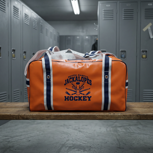 Bolsa de lona naranja de PVC con logo personalizado, bolsa de transporte para equipo deportivo resistente al agua - Product Image 1