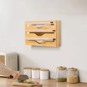 Distributeur de papier d'emballage avec lame en aluminium pour le rangement du papier aluminium et du papier sulfurisé de cuisine - Product Image 1