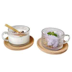 450ml 15oz Vintage girasole goffrato Design Soda Lime vetreria latte Yogurt vetro tazze per la colazione con motivi di rilievo - Product Image 3