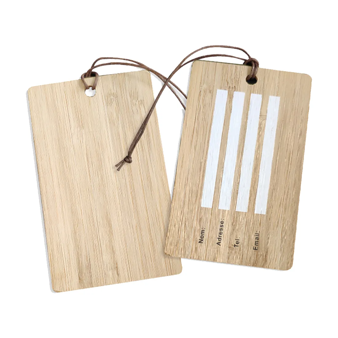 Haute qualité Style personnalisé bagages accessoires en bambou voyage bagages propriétaire message rapide panneau en bois