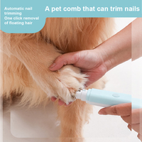 Pro de toilettage pour animaux de compagnie 2 en 1 : Brosse à poils + Coupe-ongles en un clic (auto-nettoyant et rechargeable par USB)