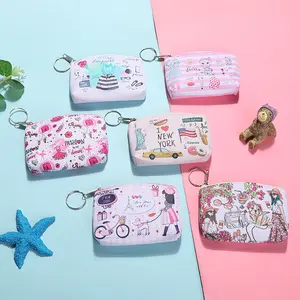 Wholesale cartoon animals cute creative PU coin purse custom key bag coin bag mini kids bag small wallet for boys and girls