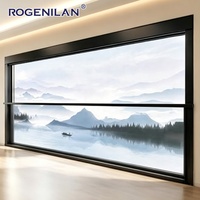 Fenêtres coulissantes verticales extérieures Rogenilan modernes insonorisées en aluminium à double vitrage avec élévateur électrique et vitrage Low-e