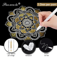 Lot de 12 stylos gel à pointe extra fine 1 mm, en plastique opaque doré, argenté et blanc, de qualité archivistique, pour le dessin et l'esquisse