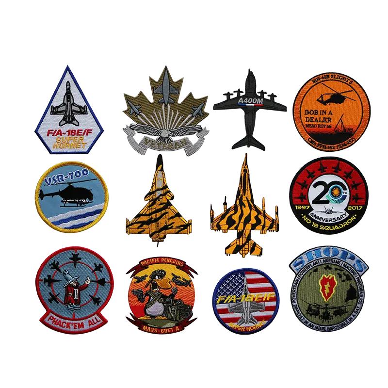 Fighter Hook Loop Jet Aircraft Hook Loop Embroidered Appliques Iron-on patches Random Assorted Embroidery Patch