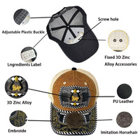 Gorra de Béisbol Unisex con Logo 3D de Metal Estilo Occidental, Estampado en Serigrafía, Cierre a Presión, Moderna, de Mezclilla, Lona, Jersey y Malla para Exteriores
