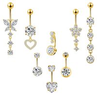 Piercing de nombril écologique en acier inoxydable 316 avec zircon cubique intégré, bijoux de piercing corporel