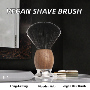 แปรงโกนหนวดวีแกนสังเคราะห์ขายส่ง ด้ามไม้ ปรับแต่งโลโก้ได้ - Product Image 2