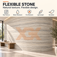 Panneaux muraux en céramique souple beige gris travertin, pierre flexible, ignifuge, imperméable, pour murs de fond de télévision intérieurs