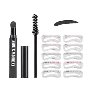 Hot Verkoop Wenkbrauw Poeder Make-Up Een Stap Brow Stempel Vormgeven Set Slim Stick Wenkbrauw Stempel Met Herbruikbare Eye Brow Stencils kit