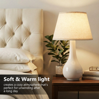 Lampe de table en céramique rustique en terre cuite avec abat-jour en tissu, lampe de chevet pour chambre à coucher, salon, entrée