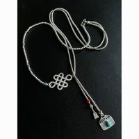 Mongolian Lucky Knot Bag Horse Head String Instrument Necklace Vintage Design Handmade Sweater Chain