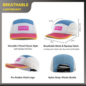 Cappello da Corsa Leggero e Traspirante a 5 Pannelli Personalizzato con Visiera Flessibile ad Asciugatura Rapida <span class=keywords><strong>in</strong></span> Poliestere, Berretto da Maratona <span class=keywords><strong>in</strong></span> Rete - Product Image 4
