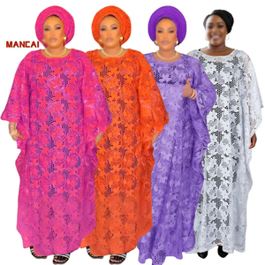 Abito Boubou Africano di Lusso in Pizzo, Abbigliamento Musulmano Femminile, Dashiki Ankara, Caftano in Pizzo, Abito da Sera Lungo per Matrimoni e Feste - Product Image 1