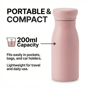 Botella de Agua Aislada al Vacío de Acero Inoxidable 304 de 200 ml, Mini, Portátil, a Prueba de Fugas, Termo de Bolsillo para Viajes y Regalos - Product Image 4
