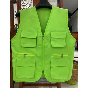 Gilet en toile multi-poches pour homme, col en V, fermeture éclair, couleur unie, style décontracté, respirant, pour le printemps - Product Image 6