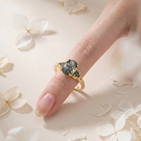 Bague YILUN S925 en argent sterling avec zircon et agate, style vintage, plaquée or, pour femme, bijoux de fiançailles, certifiée REACH et BSCI