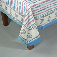 Linge de table décoratif 100% coton, imprimé floral, bordure rayée, nappe rectangulaire pour cuisine, salle à manger