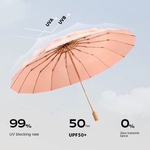 Sombrilla Plegable de Alta Gama para Mujer, de 16 Varillas, Doble, Resistente al Viento, Protección UV, Impermeable, de Doble Uso - Product Image 4