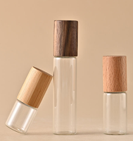 Flacons Roll-on en Verre Vides Portables de 3ml, 5ml, 10ml, Ambrés ou Transparents, avec Bouchon en Bois et Bille Métallique pour Parfum et Huiles Essentielles