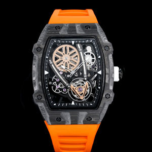 2026 New Best Grade Light Blue Comfortable Rubber Strap Skeleton Watch Men's Automatic Mechanical Carbon Case Luxury <b>Wristwatch</b> - Product Image 2