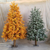 Pohon Cypress dan Pohon Sequoia NINI untuk Taman, Ornamen Lanskap Daun Maple LED Tahan Air untuk Luar Ruangan dengan Daun Berwarna Hangat