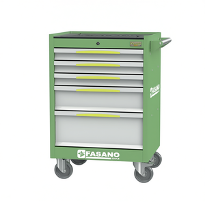 Armoire à outils roulante FASANO Tools à 5 tiroirs, en métal vert, chariot de rangement pour atelier de réparation automobile - Product Image 2