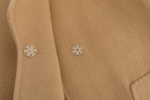 Áo khoác nữ hai lớp mới năm 2025 - 100% len, màu camel, có thắt lưng, cổ trụ, áo khoác mùa đông - Product Image 5