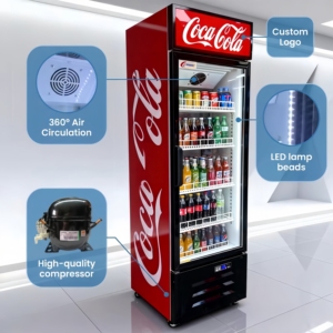 Vitrine réfrigérée commerciale pour boissons <span class=keywords><strong>RedBull</strong></span> avec porte vitrée, logo personnalisé, éclairage LED, refroidissement direct, sans givre - Product Image 2